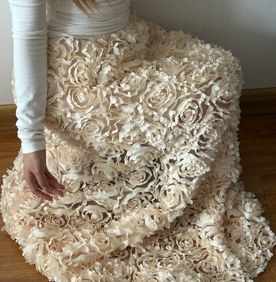 Light Luxury Evening Skirt Autumn Winter Women's Slim Fit Loose WarmEmbroidered - Picture 2 of 7